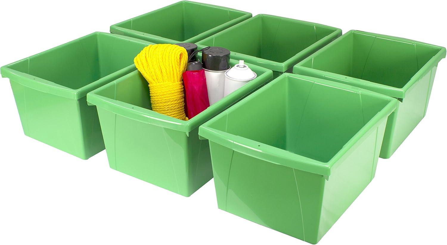 imageStorex Small Storage Bins 13625 x 1125 x 787 Inches Green Case of 6 61480U06C
