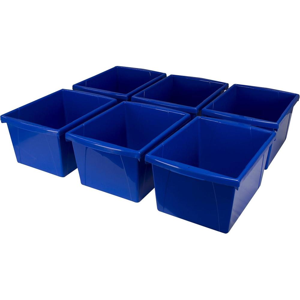 imageStorex 4 Gallon Storage Bin  Plastic Classroom Organizer for Books and Supplies Blue 6Pack 61451U06C