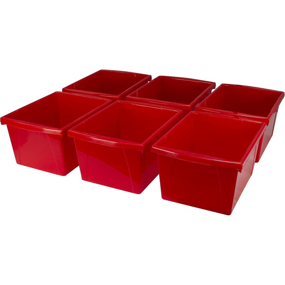 imageStorex 4 Gallon Storage Bin  Plastic Classroom Organizer for Books and Supplies Red 6Pack 61452U06C