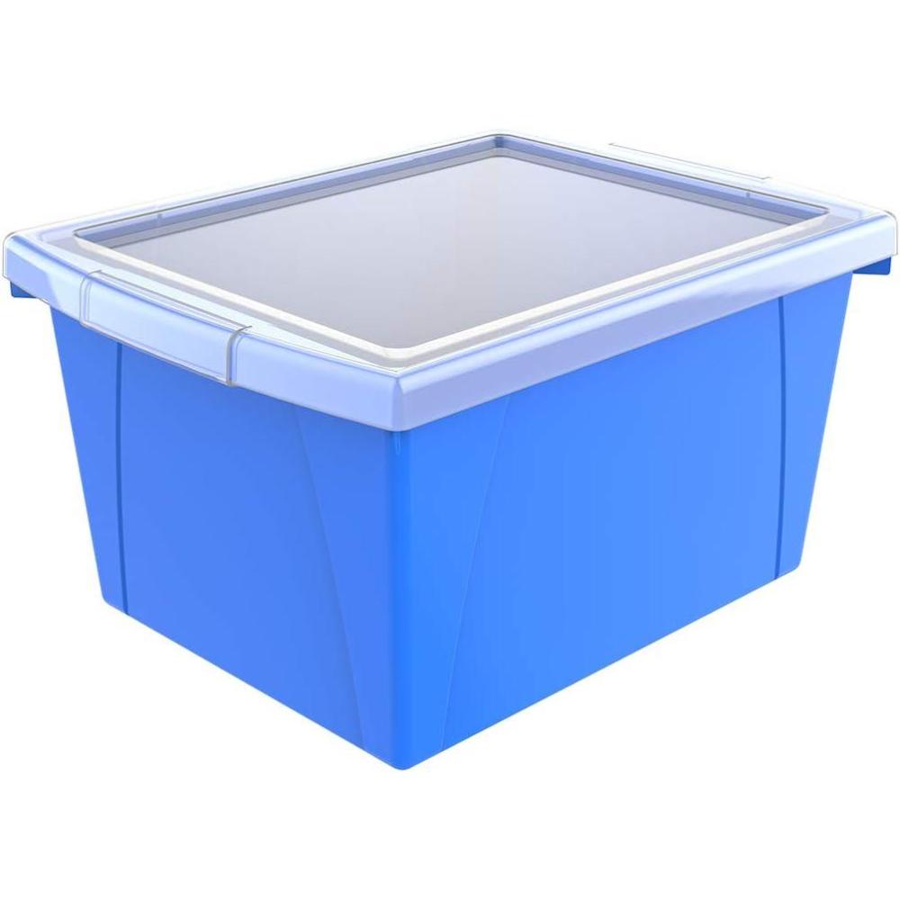 imageStorex 4 Gallon Storage Bin with Lid Plastic Classroom Organizer for Books and Supplies Black 6Pack 61427U06CExterior Measures 1358 x 1114 x 778 inchesBlue