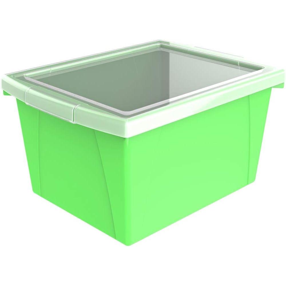 imageStorex 4 Gallon Storage Bin with Lid Plastic Classroom Organizer for Books and Supplies Black 6Pack 61427U06CExterior Measures 1358 x 1114 x 778 inchesGreen