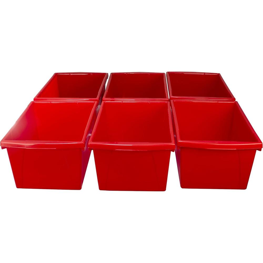 imageStorex 55 Gallon Storage Bin  Plastic Classroom Organizer for Books and Supplies Red 6Pack 61483U06C