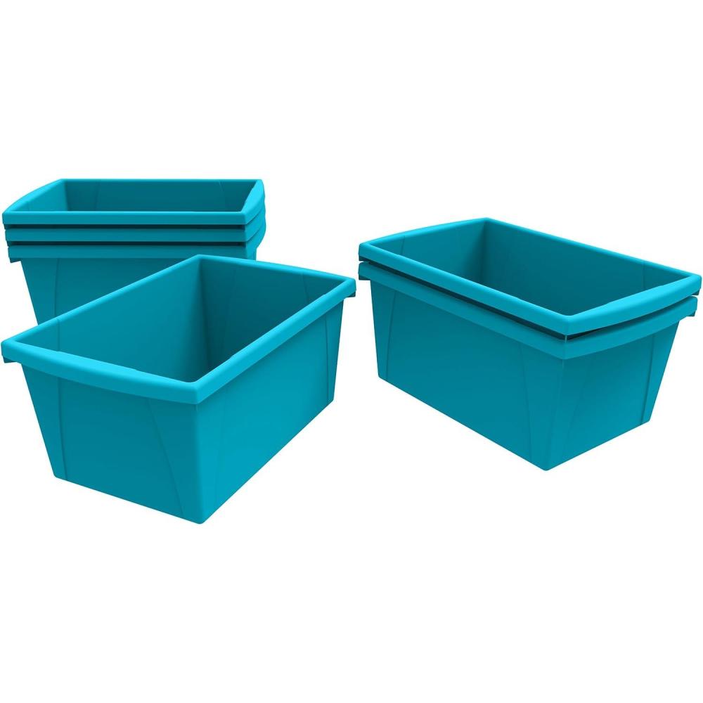 imageStorex 55 Gallon Storage Bin  Plastic Classroom Organizer for Books and Supplies Teal 6Pack 61478U06C