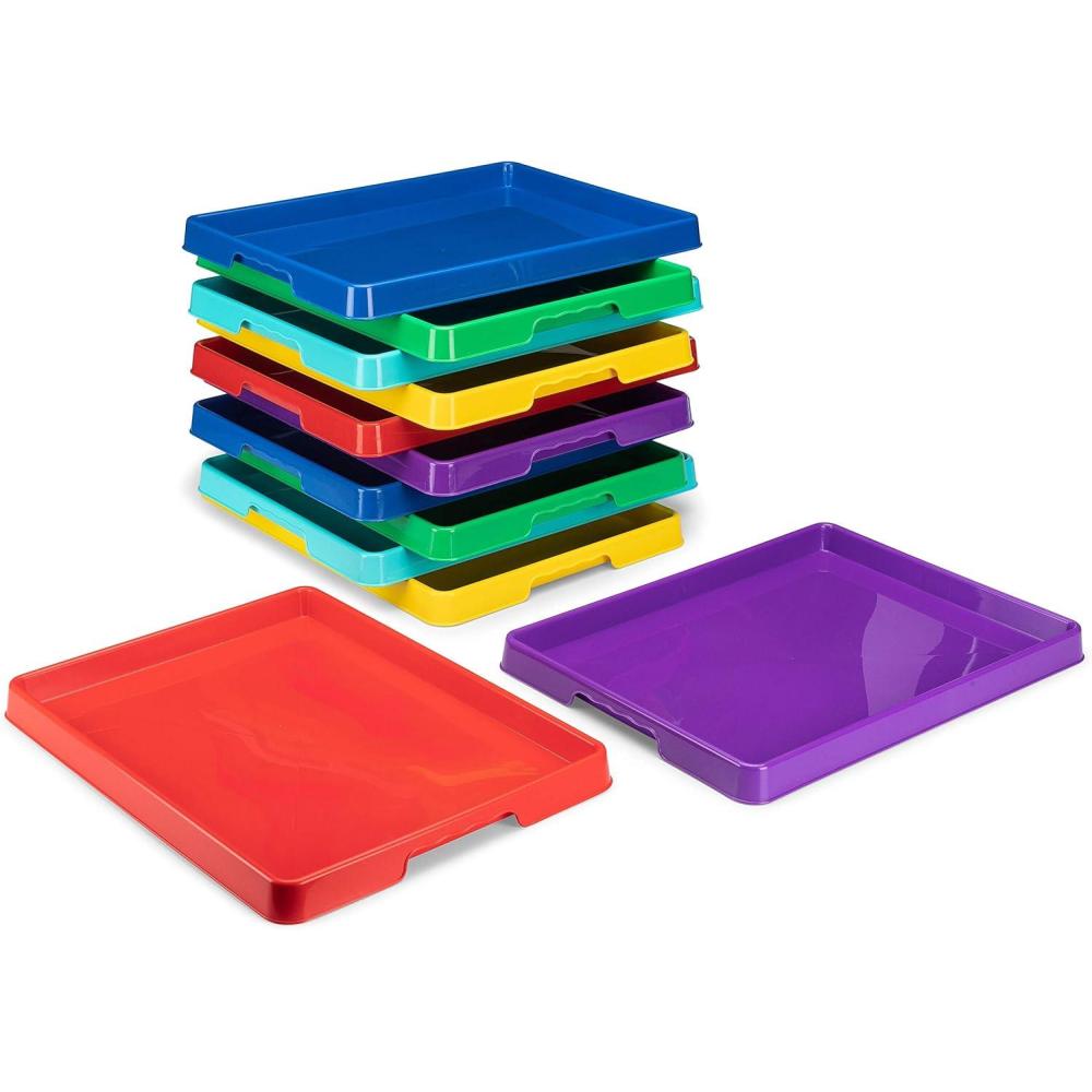 imageStorex Large Craft amp Activity Tray Plastic Arts and Crafts Organzier for Paint Beads and Slime Red 12Pack 00442E12CAssorted