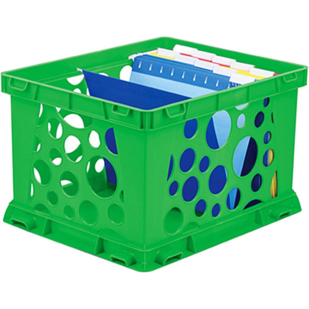 imageStorex Premium File Crate with Handles  Letter and Legal Document and Folder Storage Classroom Green 3Pack 61463U03CSchool Green