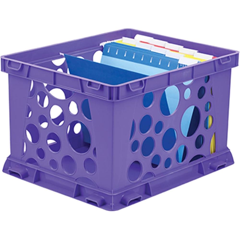 imageStorex Premium File Crate with Handles Letter and Legal Document and Folder Storage Classroom Green 3Pack 61463U03CSchool Purple