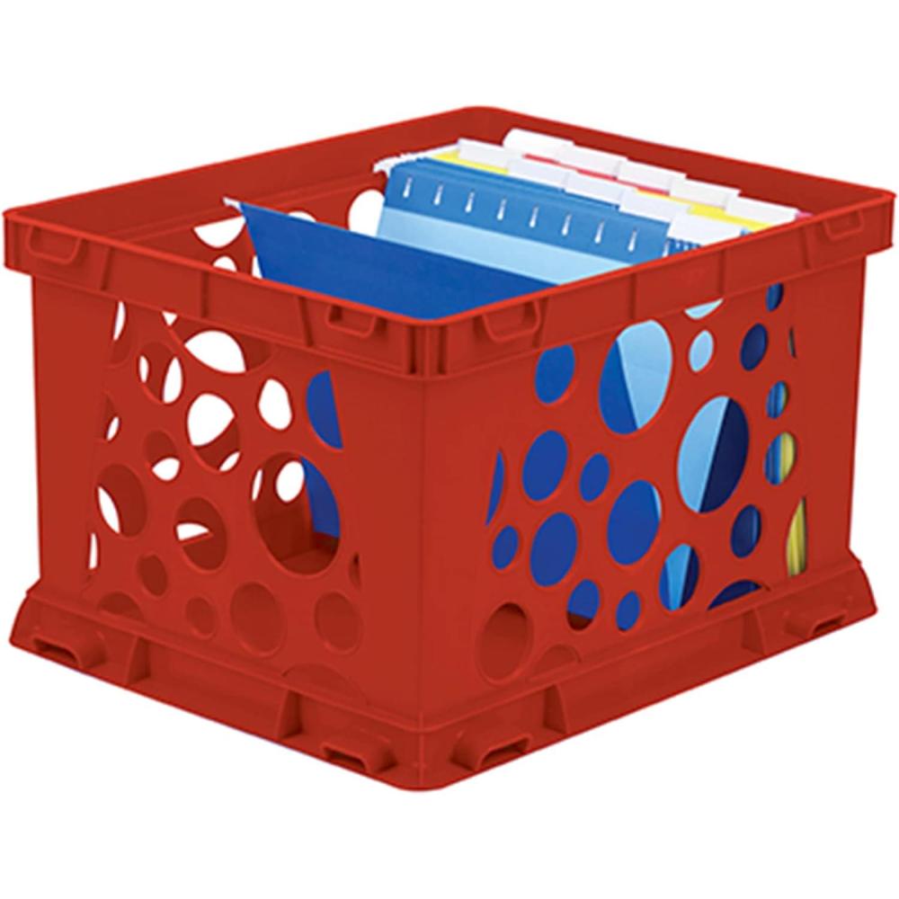 imageStorex Premium File Crate with Handles Letter and Legal Document and Folder Storage Classroom Green 3Pack 61463U03CSchool Red