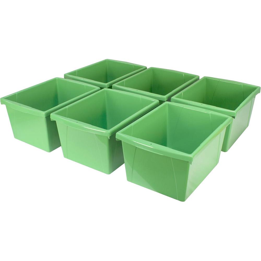 imageStorex Small Storage Bins 13625 x 1125 x 787 Inches Green Case of 6 61480U06C