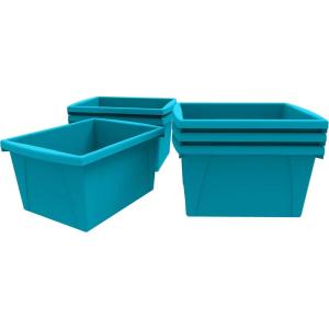 Storex 4 Gallon Storage Bin – Plastic Classroom Organizer for Books and Supplies, Teal, 6-Pack (61477U06C)