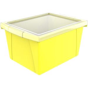 Storex 4 Gallon Storage Bin with Lid – Plastic Classroom Organizer for Books and Supplies, Black, 6-Pack (61427U06C),Exterior Measures 13-5/8 x 11-1/4 x 7-7/8 inches(Yellow)
