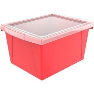 Storex 4 Gallon Storage Bin with Lid – Plastic Classroom Organizer for Books and Supplies, Black, 6-Pack (61427U06C),Exterior Measures 13-5/8 x 11-1/4 x 7-7/8 inches(Red)