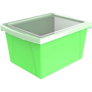 Storex 4 Gallon Storage Bin with Lid – Plastic Classroom Organizer for Books and Supplies, Black, 6-Pack (61427U06C),Exterior Measures 13-5/8 x 11-1/4 x 7-7/8 inches(Green)