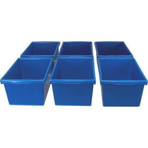 Storex 5.5 Gallon Storage Bin – Plastic Classroom Organizer for Books and Supplies, Blue, 6-Pack (61482U06C)