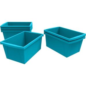 Storex 5.5 Gallon Storage Bin – Plastic Classroom Organizer for Books and Supplies, Teal, 6-Pack (61478U06C)