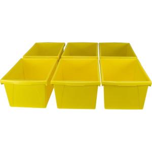 Storex 5.5 Gallon Storage Bin – Plastic Classroom Organizer for Books and Supplies, Yellow, 6-Pack (61484U06C)