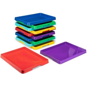 Storex Large Craft & Activity Tray – Plastic Arts and Crafts Organzier for Paint, Beads and Slime, Red, 12-Pack (00442E12C)(Assorted)