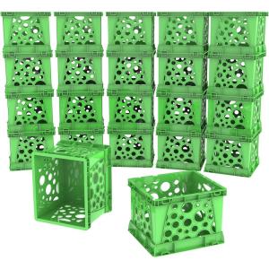 Storex Mini Storage Crate, 9 x 7-3/4 x 6 Inches, Various Assorted Colors, 12-Pack(Green)