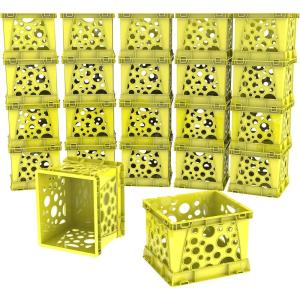 Storex Mini Storage Crate, 9 x 7-3/4 x 6 Inches, Various Assorted Colors, 12-Pack(Yellow)