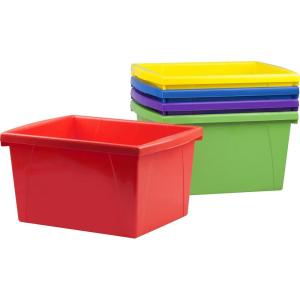 Storex Small Storage Bins, 13.625 x 11.25 x 7.87 Inches, Assorted Colors, Color Assortment Will Vary, Case of 6 (61514U06C)(Assorted)