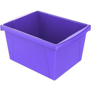 Storex Small Storage Bins, 13.625 x 11.25 x 7.87 Inches, Assorted Colors, Color Assortment Will Vary, Case of 6 (61514U06C)(Violet)