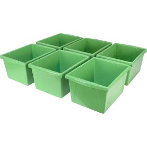 Storex Small Storage Bins, 13.625 x 11.25 x 7.87 Inches, Green, Case of 6 (61480U06C)