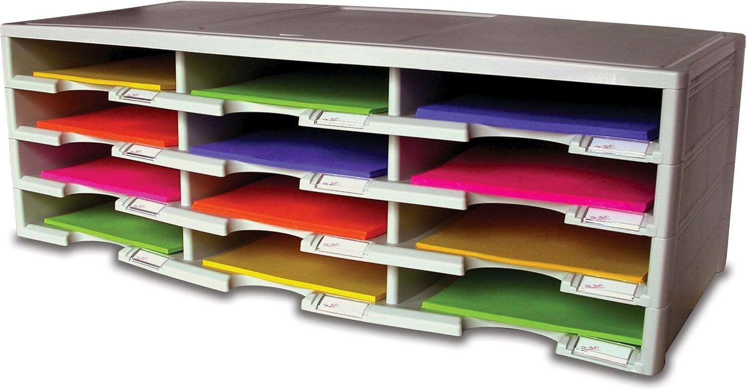 imageStorex 12Compartment Literature OrganizerDocument Sorter Grey 61601U01C