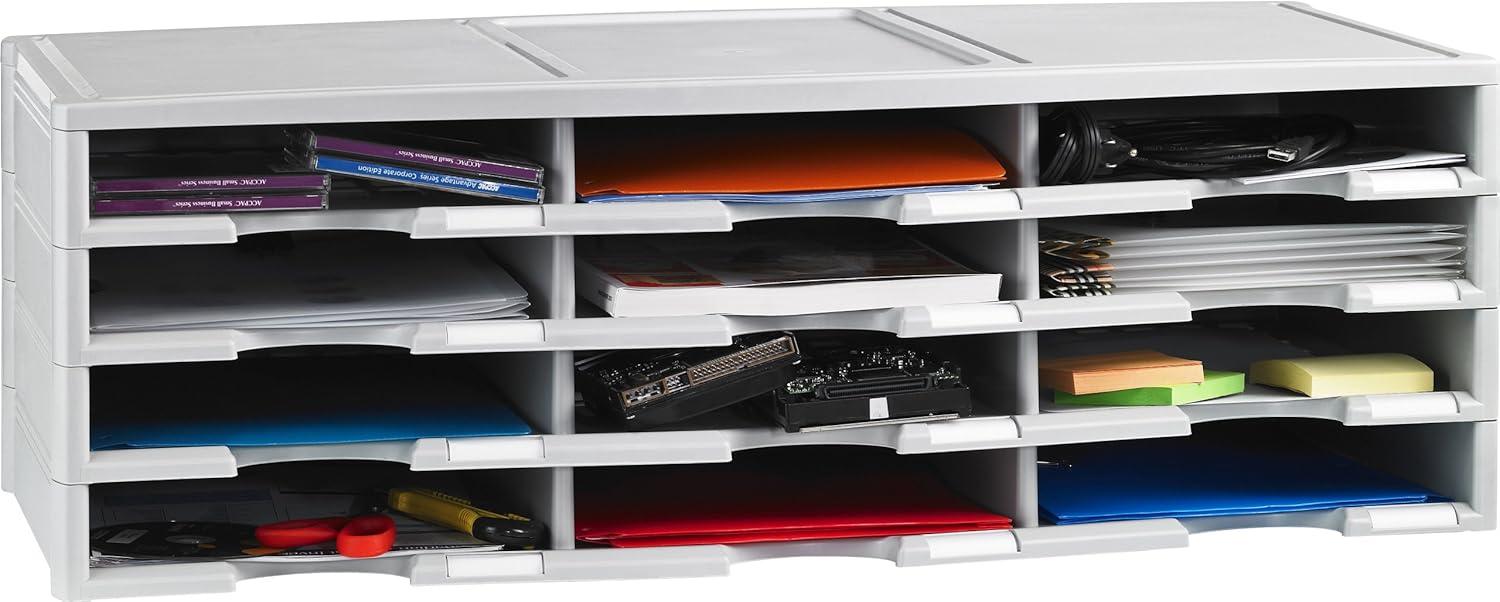 imageStorex 12Compartment Literature OrganizerDocument Sorter Grey 61601U01C