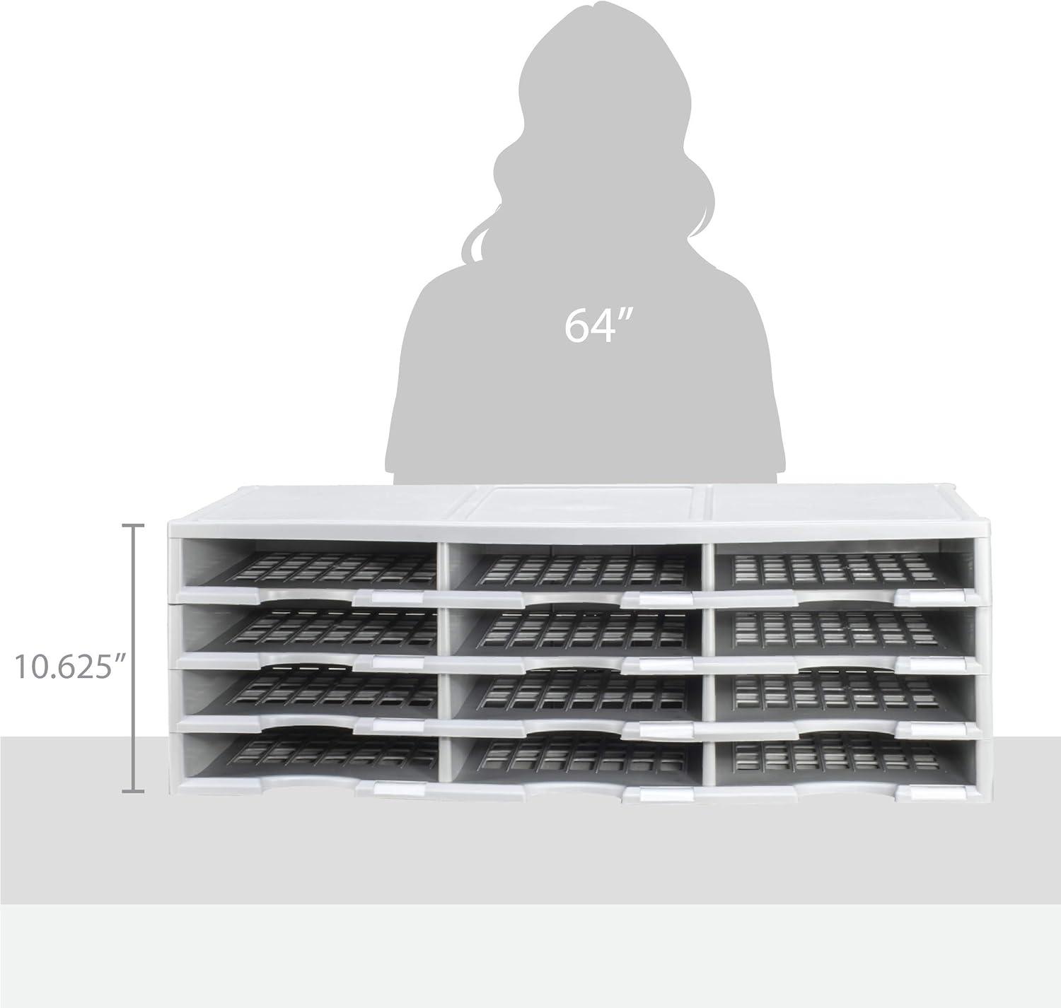 imageStorex 12Compartment Literature OrganizerDocument Sorter Grey 61601U01C