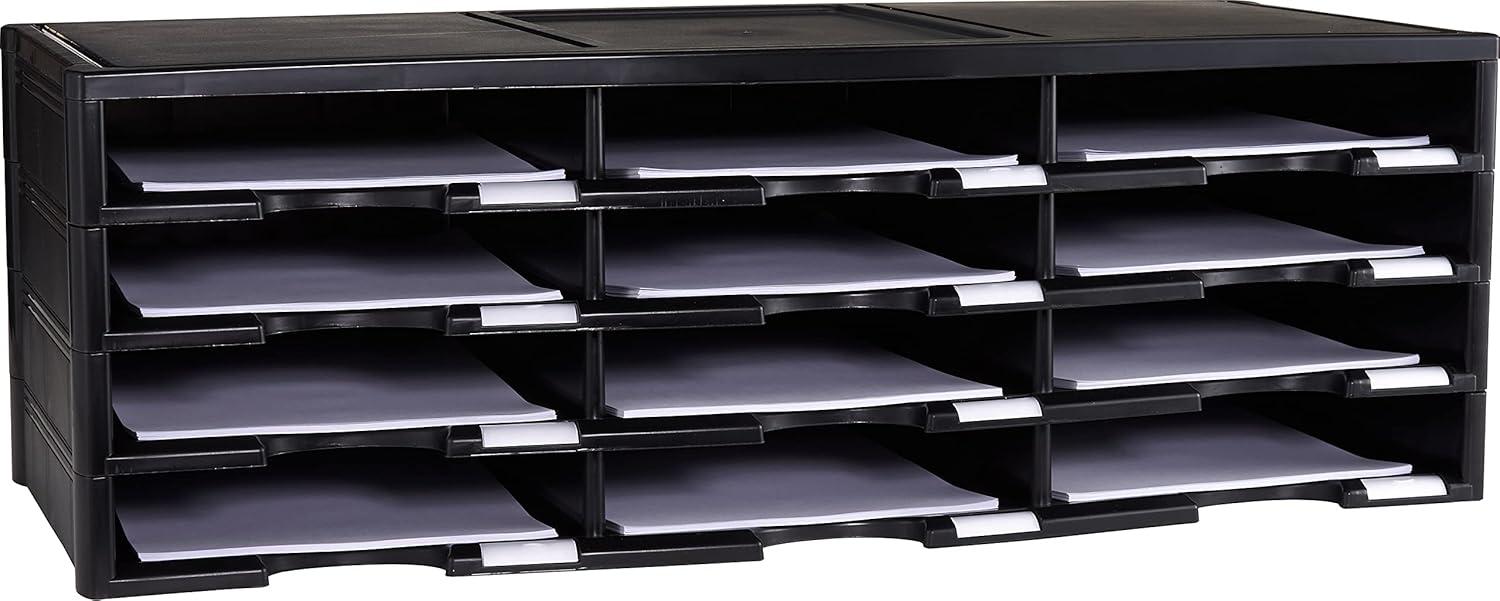 imageStorex 12Compartment Literature OrganizerDocument Sorter Grey 61601U01CBlack
