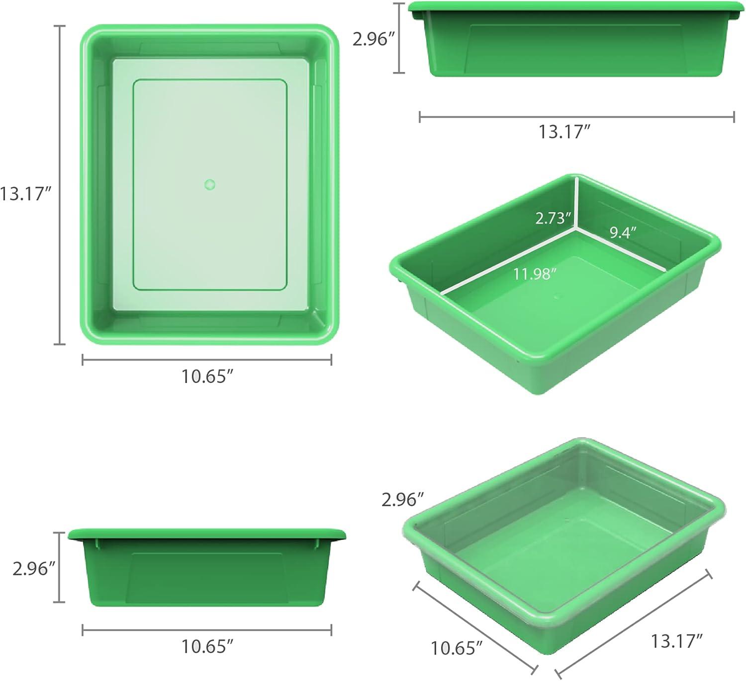 imageStorex 62520U05C Storage Tray Letter Size 5Pack 10 x 13 x 3 Inches GreenFlat Tray