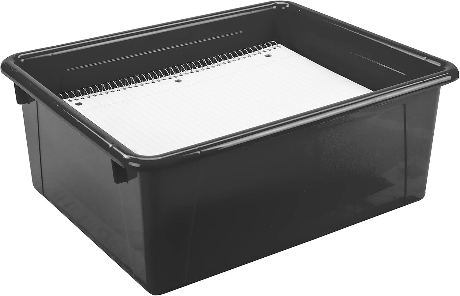 imageStorex Letter Size Deep Storage Tray Organizer Bin for Classroom Office and Home Blue 5Pack 62524U05CBlack