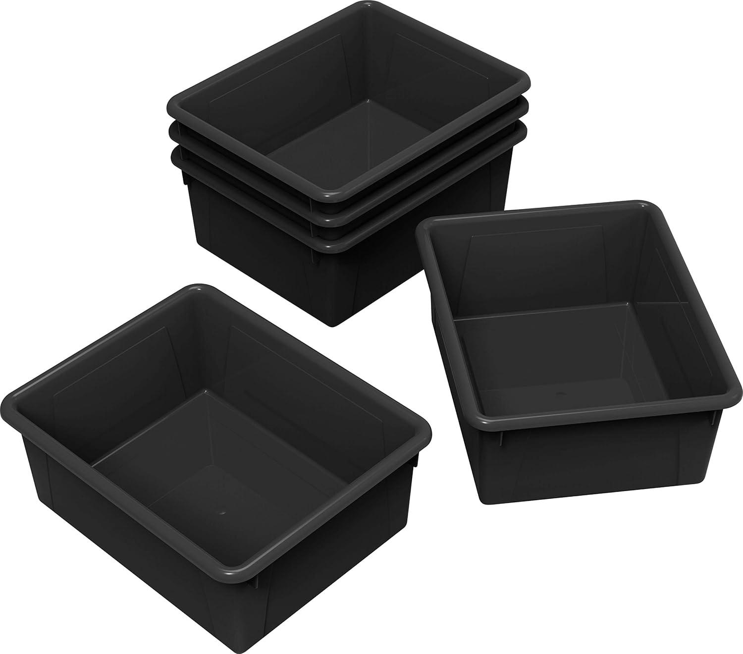 imageStorex Letter Size Deep Storage Tray Organizer Bin for Classroom Office and Home Blue 5Pack 62524U05CBlack