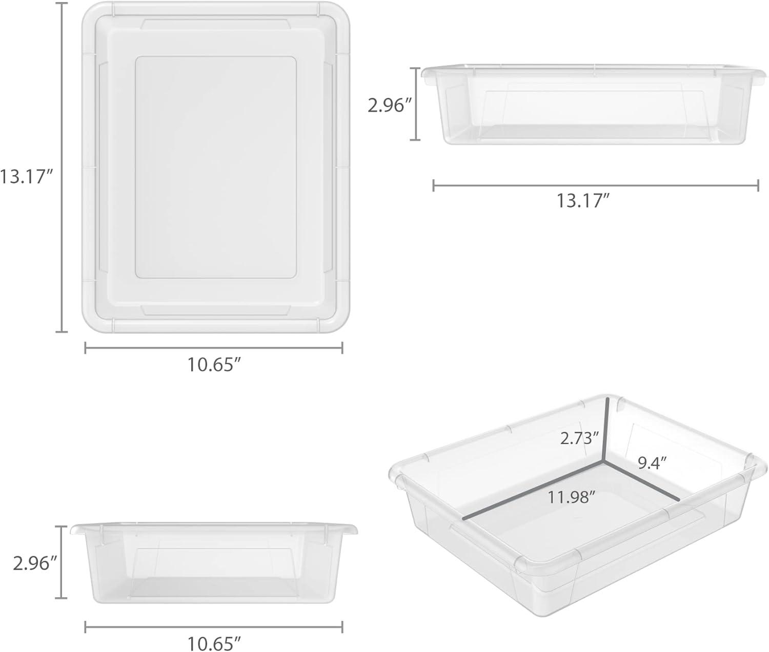 imageStorex Letter Size Deep Storage Tray Organizer Bin for Classroom Office and Home Blue 5Pack 62524U05CClear
