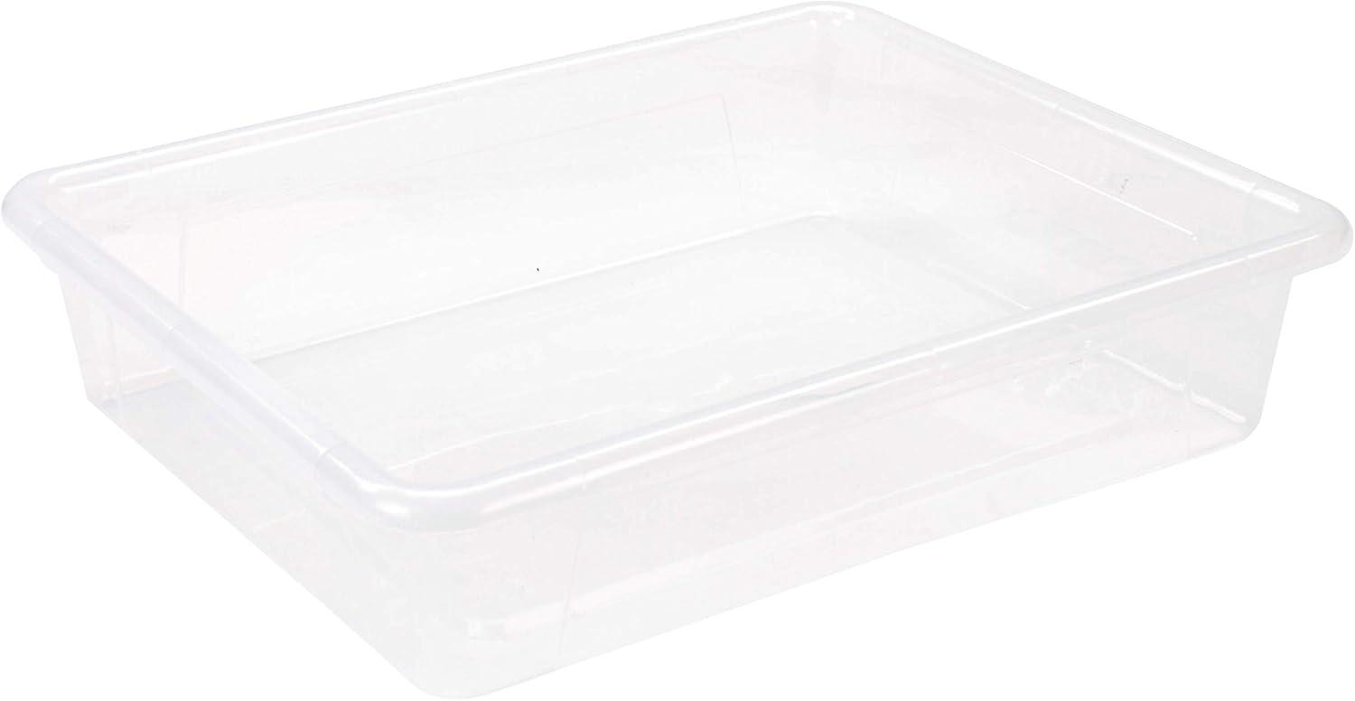 imageStorex Letter Size Deep Storage Tray Organizer Bin for Classroom Office and Home Blue 5Pack 62524U05CClear