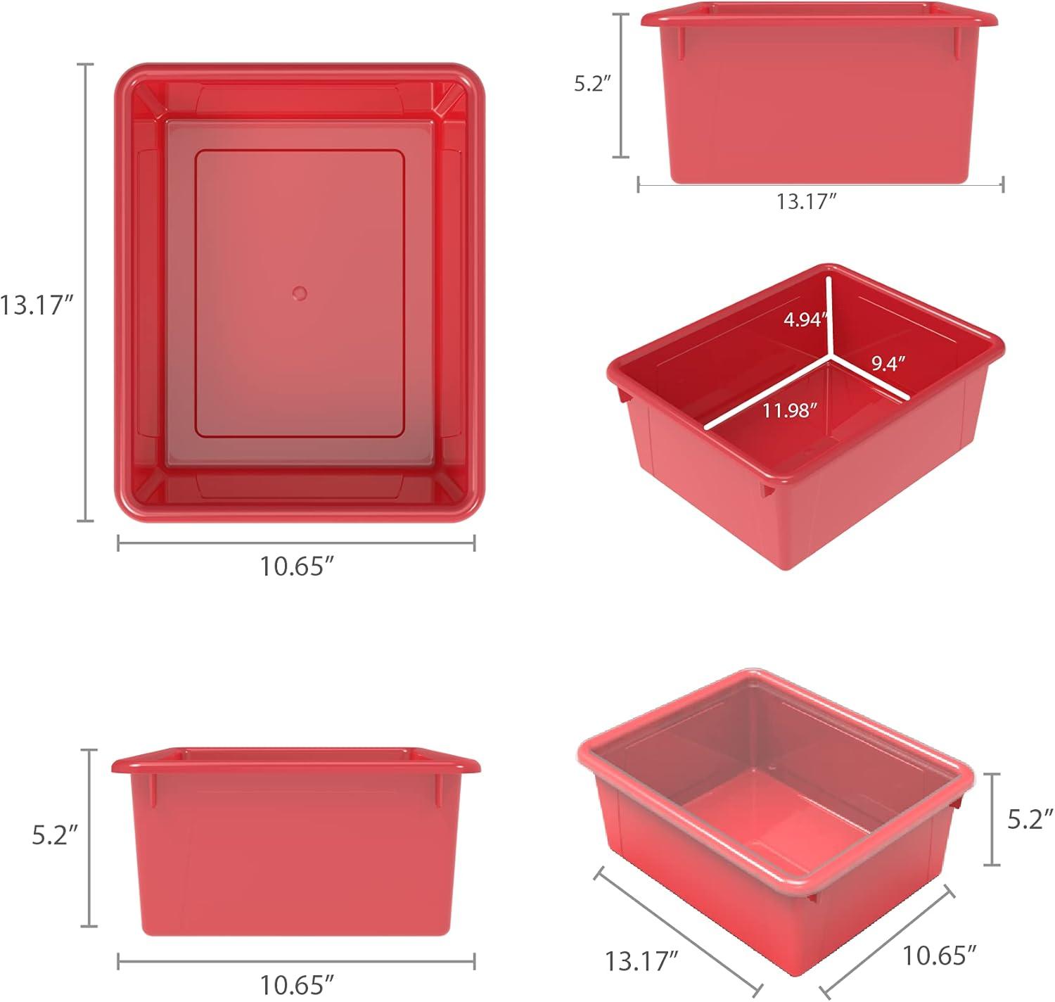 imageStorex Letter Size Deep Storage Tray Organizer Bin for Classroom Office and Home Blue 5Pack 62524U05CRed