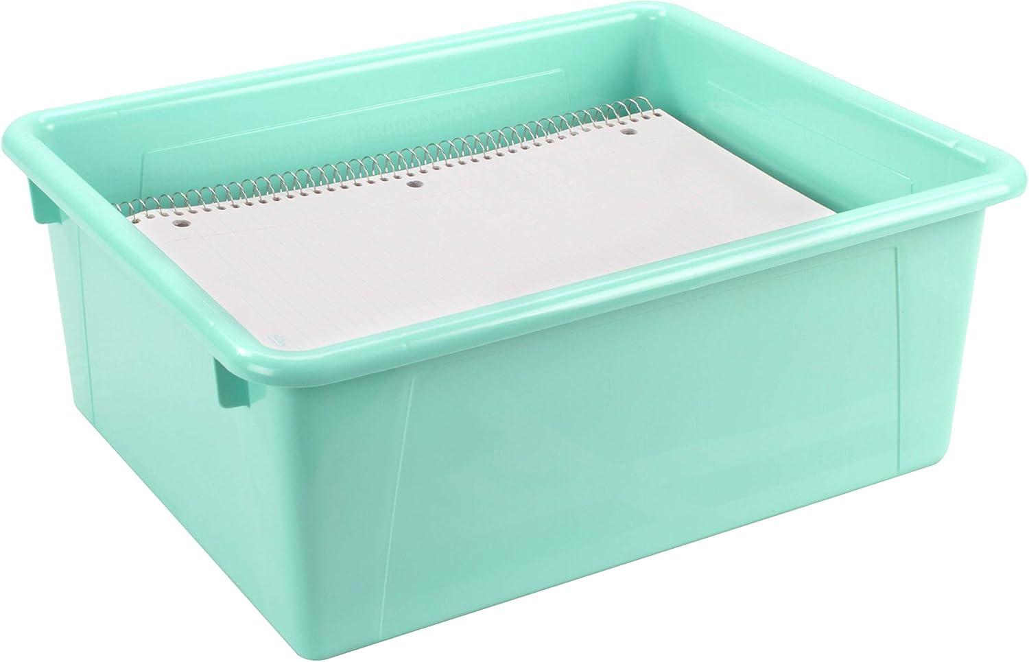 imageStorex Letter Size Deep Storage Tray Organizer Bin for Classroom Office and Home Blue 5Pack 62524U05CTeal