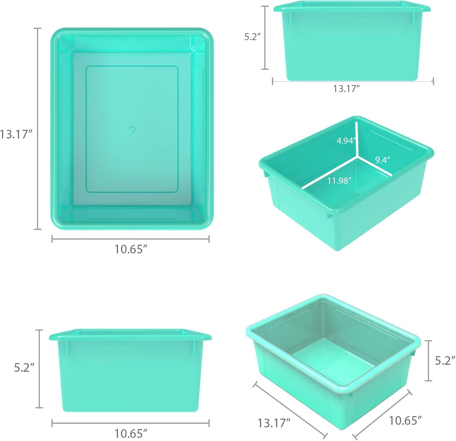 imageStorex Letter Size Deep Storage Tray Organizer Bin for Classroom Office and Home Blue 5Pack 62524U05CTeal