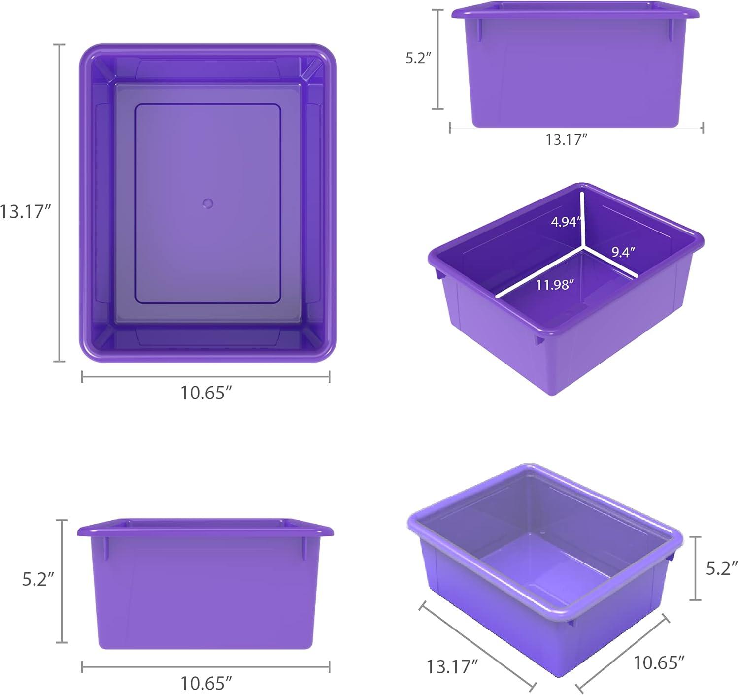 imageStorex Letter Size Deep Storage Tray Organizer Bin for Classroom Office and Home Blue 5Pack 62524U05CViolet