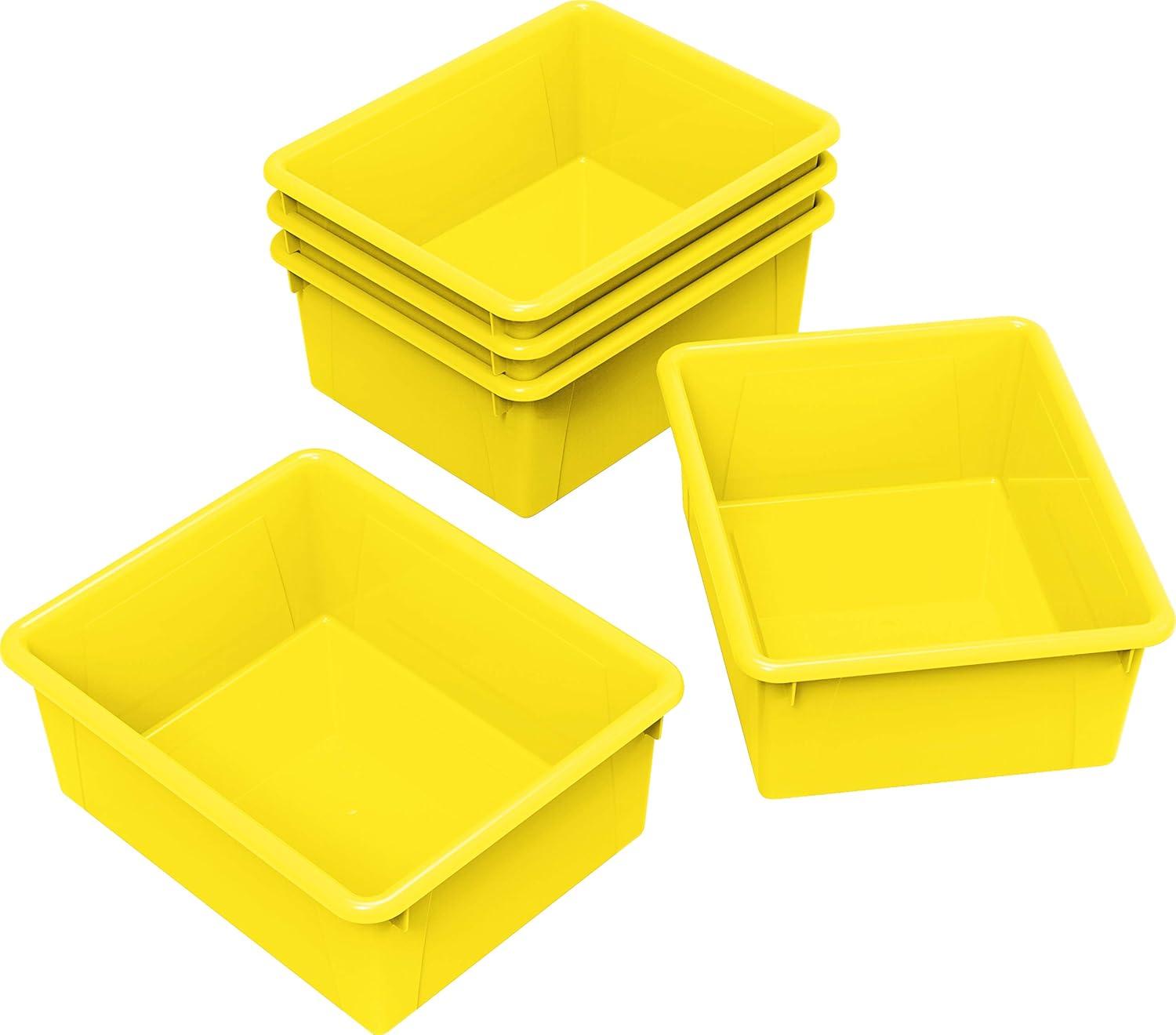 imageStorex Letter Size Deep Storage Tray Organizer Bin for Classroom Office and Home Blue 5Pack 62524U05CYellow