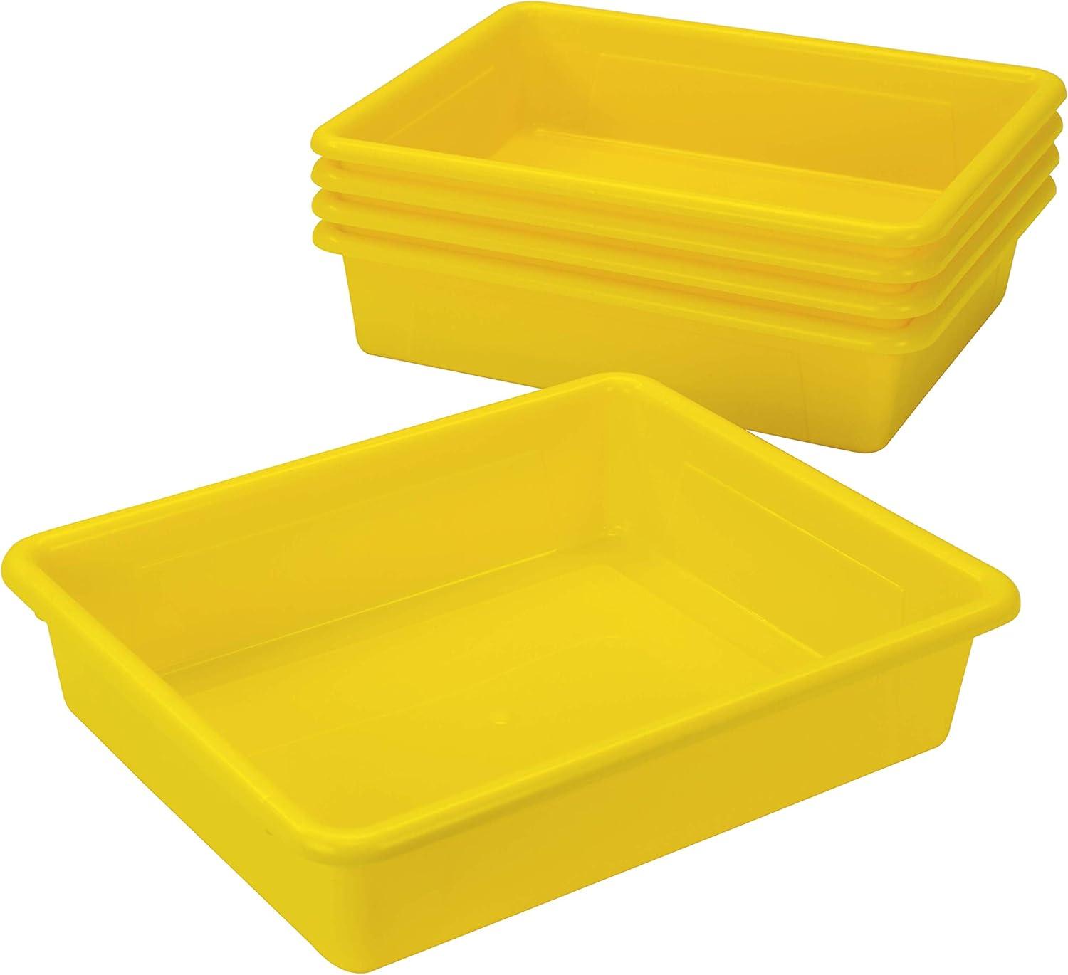 imageStorex Letter Size Deep Storage Tray Organizer Bin for Classroom Office and Home Blue 5Pack 62524U05CYellow