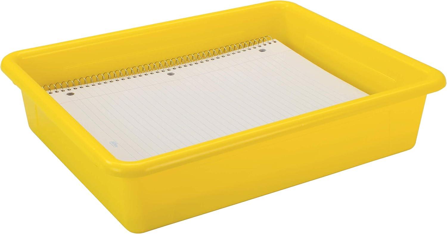 imageStorex Letter Size Deep Storage Tray Organizer Bin for Classroom Office and Home Blue 5Pack 62524U05CYellow