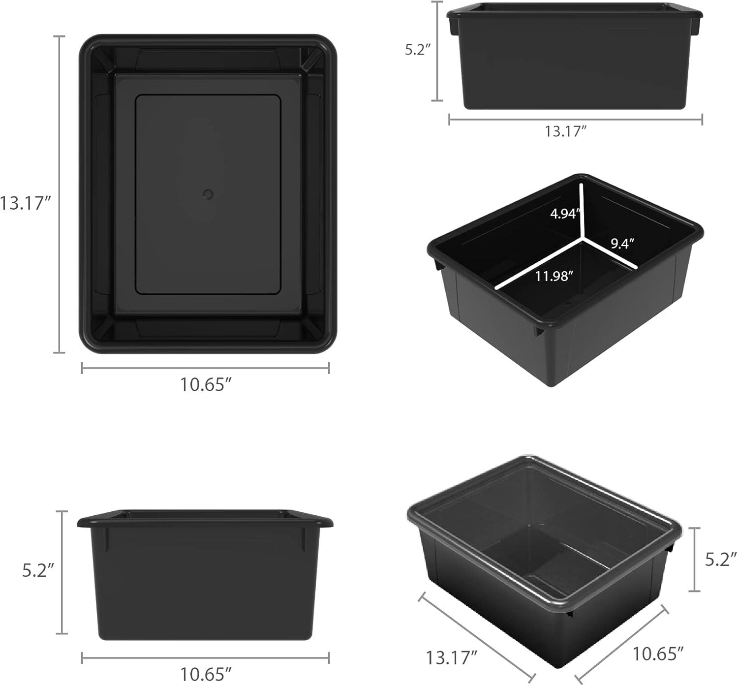 imageStorex Letter Size Deep Storage Tray Organizer Bin with NonSnap Lid for Classroom Office and Home Black 5Pack 62543U05C