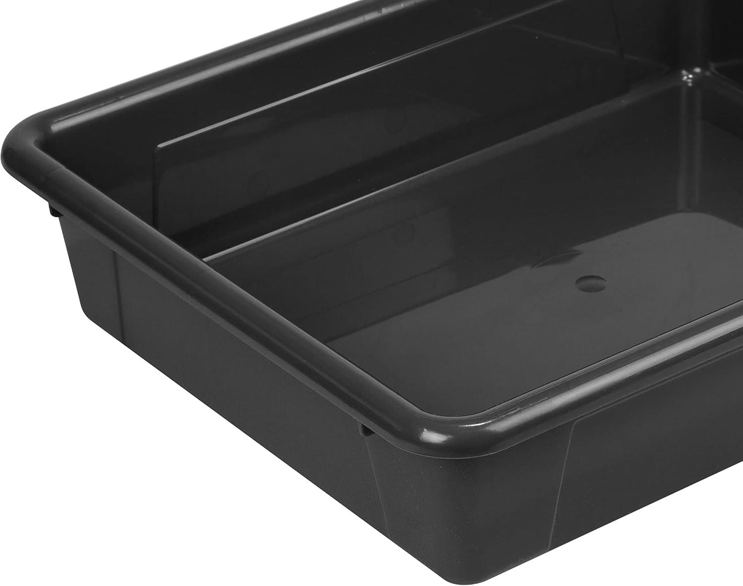imageStorex Letter Size Flat Storage Tray Organizer Bin for Classroom Office and Home Black 5Pack 62516U05C 10 x 13 x 3 Inches