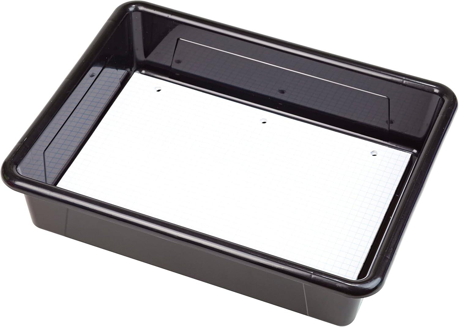 imageStorex Letter Size Flat Storage Tray Organizer Bin for Classroom Office and Home Black 5Pack 62516U05C 10 x 13 x 3 Inches