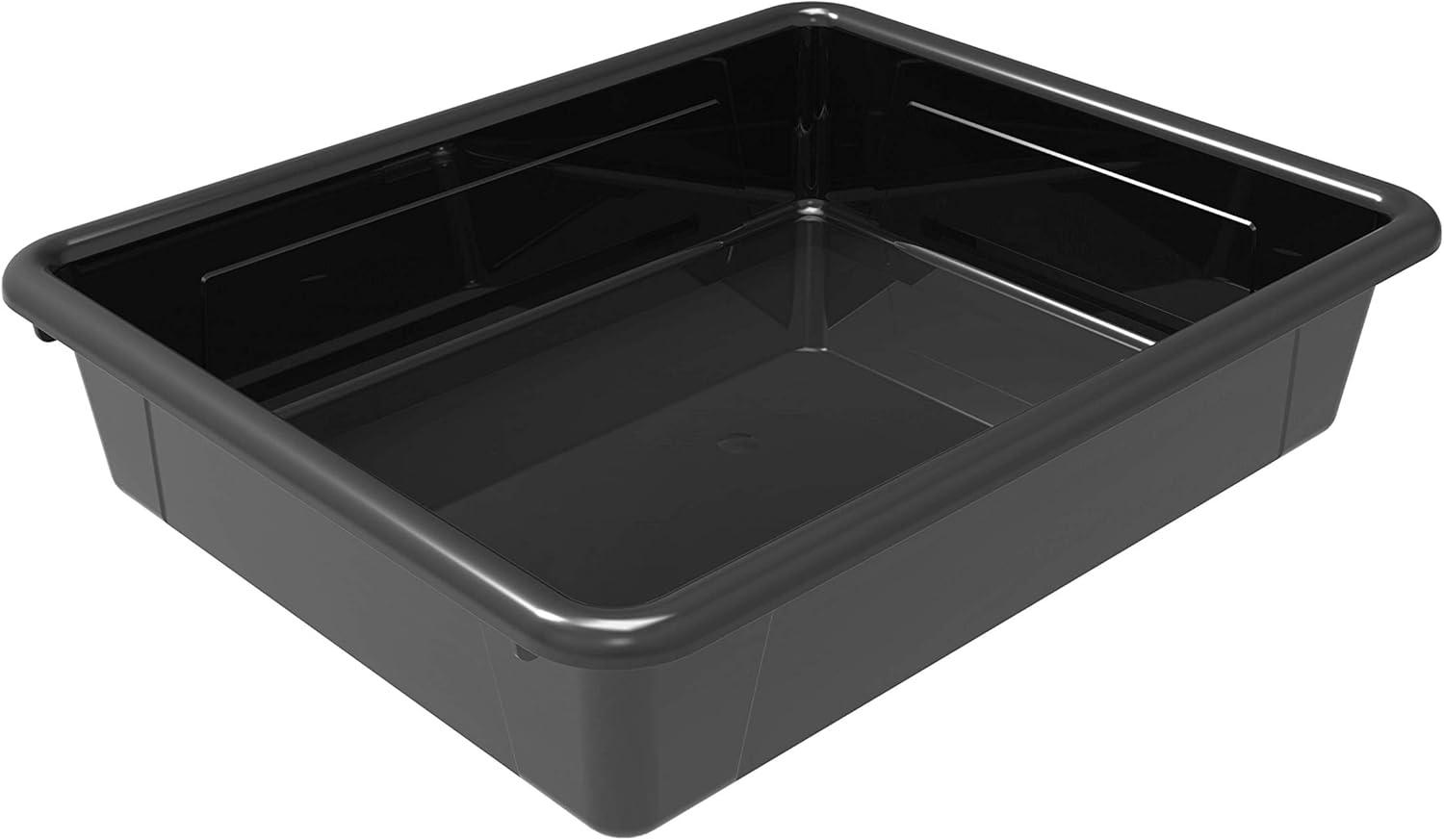 imageStorex Letter Size Flat Storage Tray Organizer Bin for Classroom Office and Home Black 5Pack 62516U05C 10 x 13 x 3 Inches