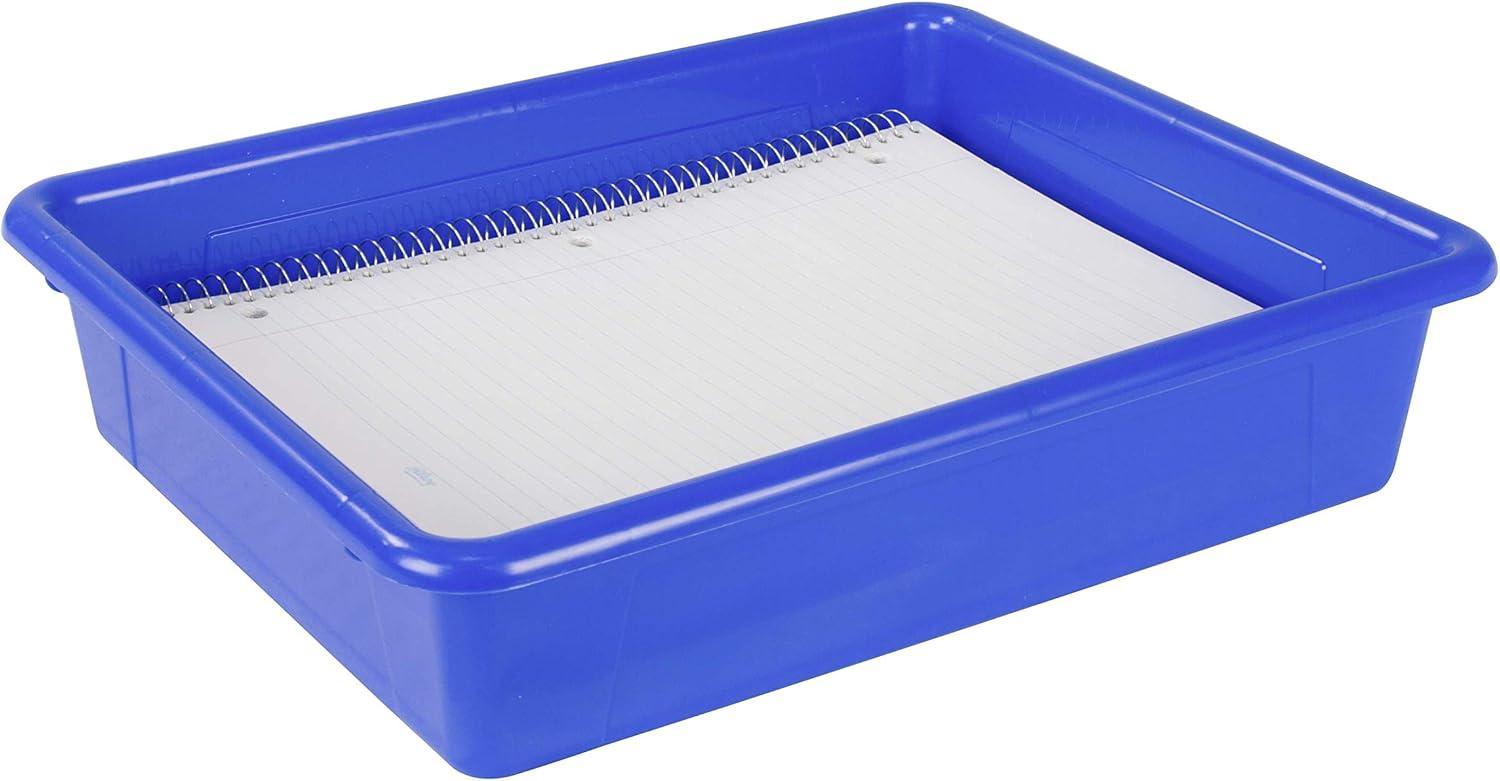 imageStorex Letter Size Flat Storage Tray Organizer Bin for Classroom Office and Home Blue 5Pack 62517U05C