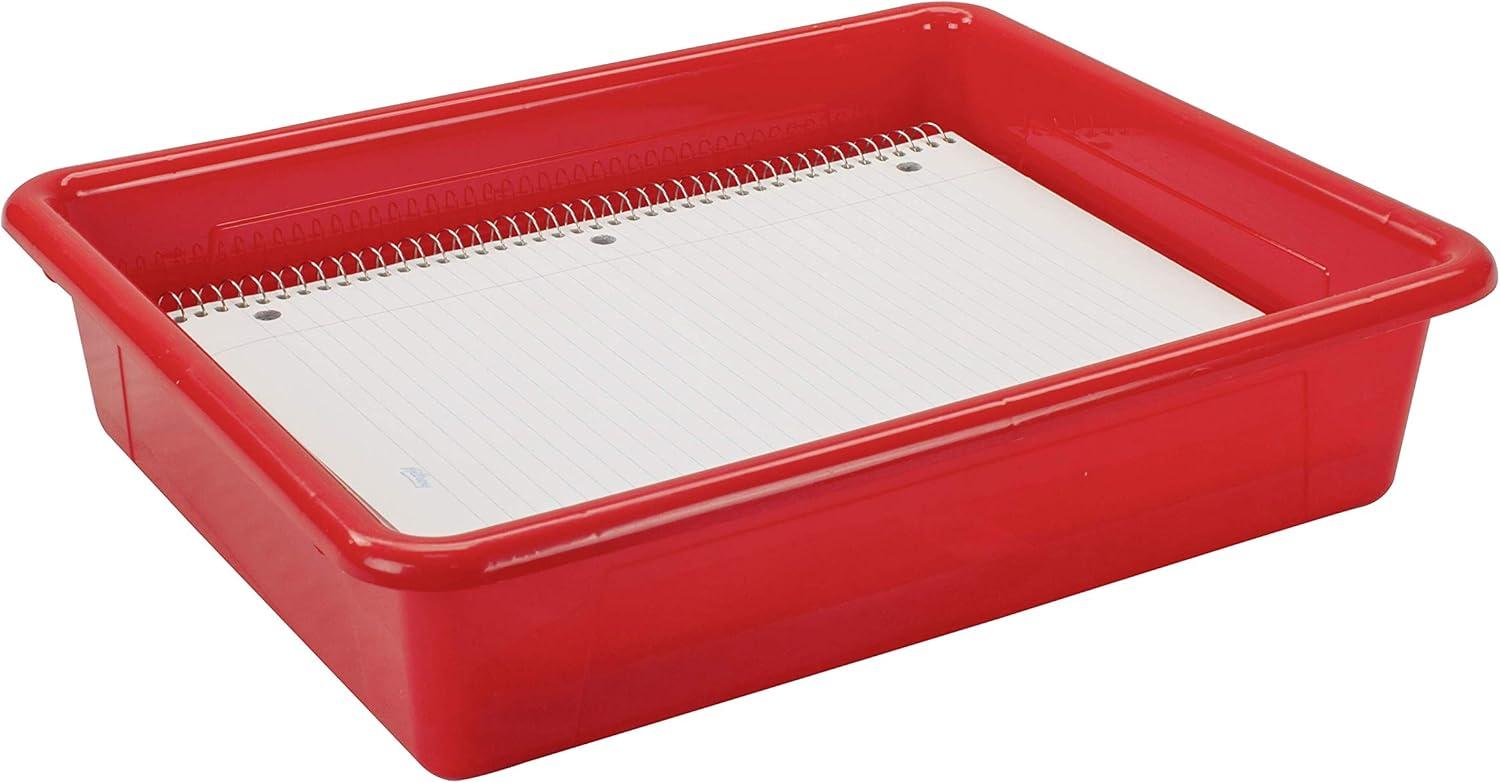 imageStorex Letter Size Flat Storage Tray Organizer Bin for Classroom Office and Home Red 5Pack 62518U05C 10 x 13 x 3 Inches