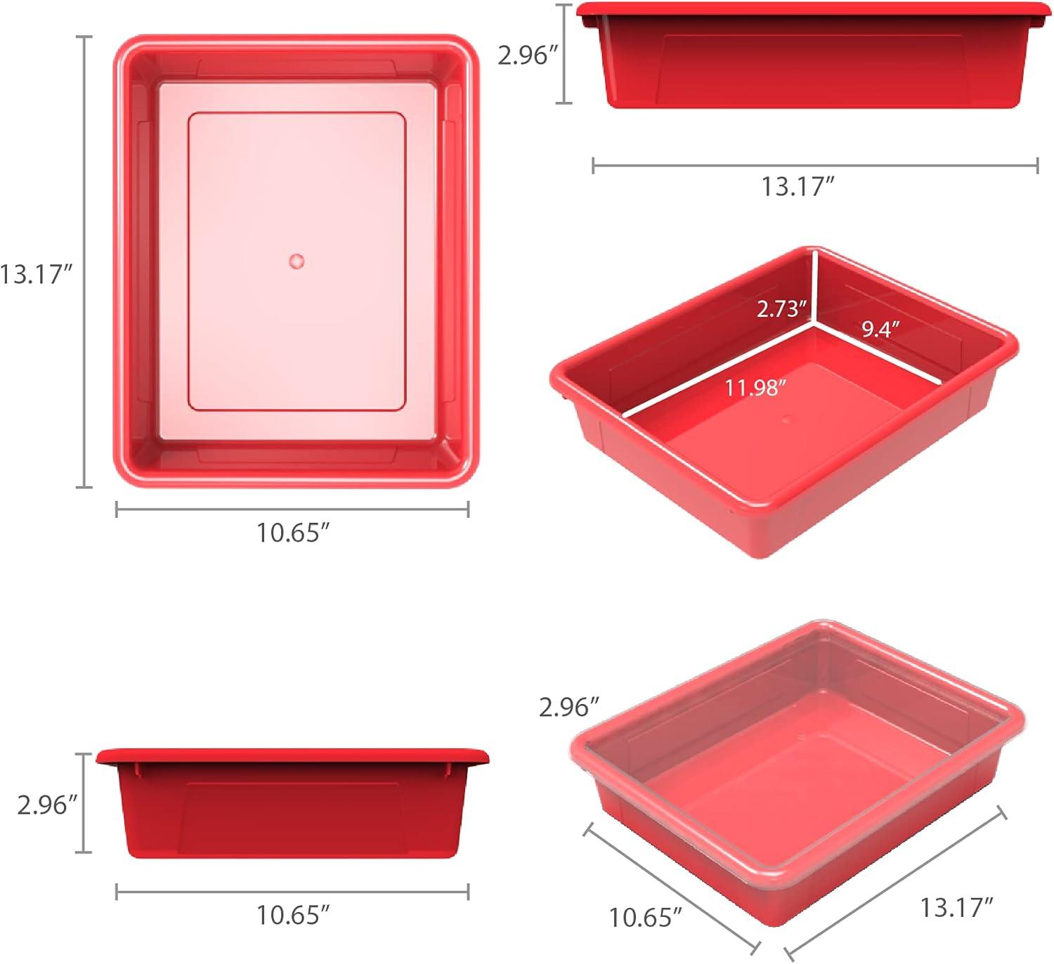 imageStorex Letter Size Flat Storage Tray Organizer Bin for Classroom Office and Home Red 5Pack 62518U05C 10 x 13 x 3 Inches