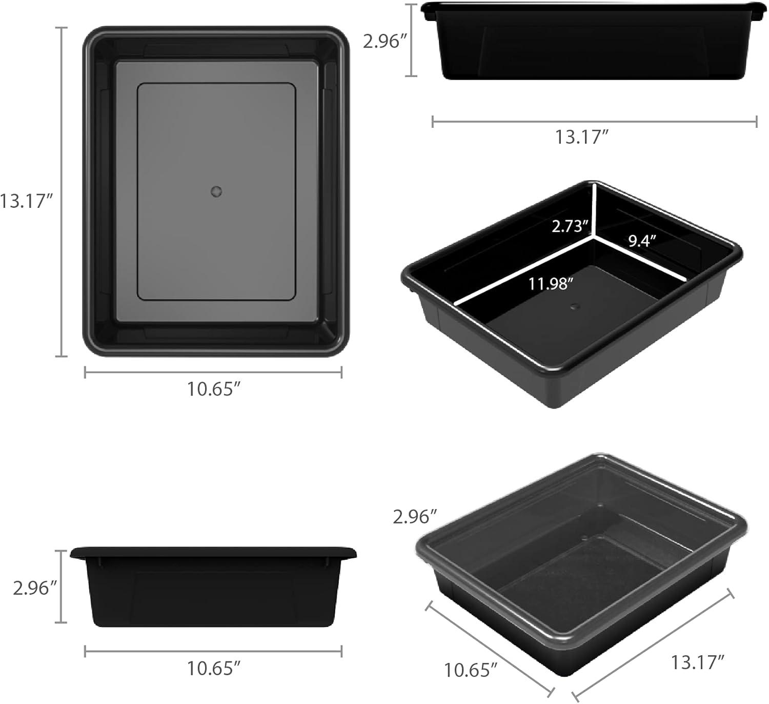 imageStorex Letter Size Flat Storage Tray Organizer Bin with NonSnap Lid for Classroom Office and Home Black 5Pack 62535U05C