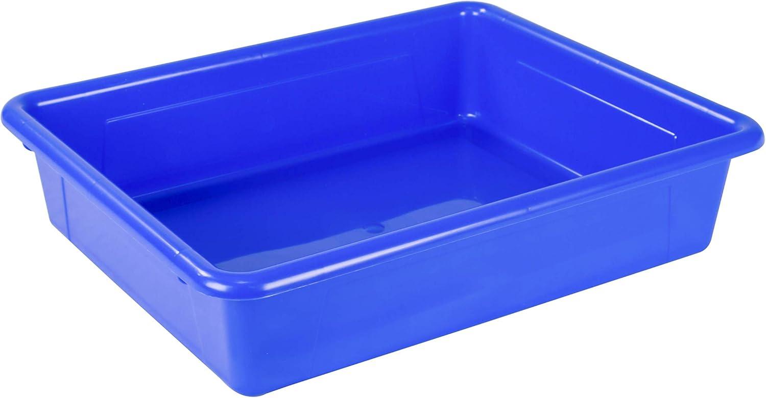 imageStorex Letter Size Flat Storage Tray Organizer Bin with NonSnap Lid for Classroom Office and Home Blue 5Pack 62536U05C